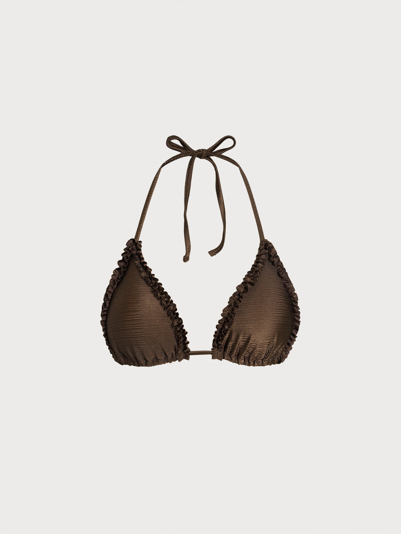 Women's Knitted Polyester Bikini Tops Dark Coffee Sustainable Bikinis - BERLOOK