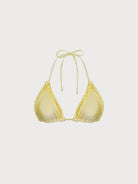 Women's Knitted Polyester Bikini Tops Yellow Sustainable Bikinis - BERLOOK