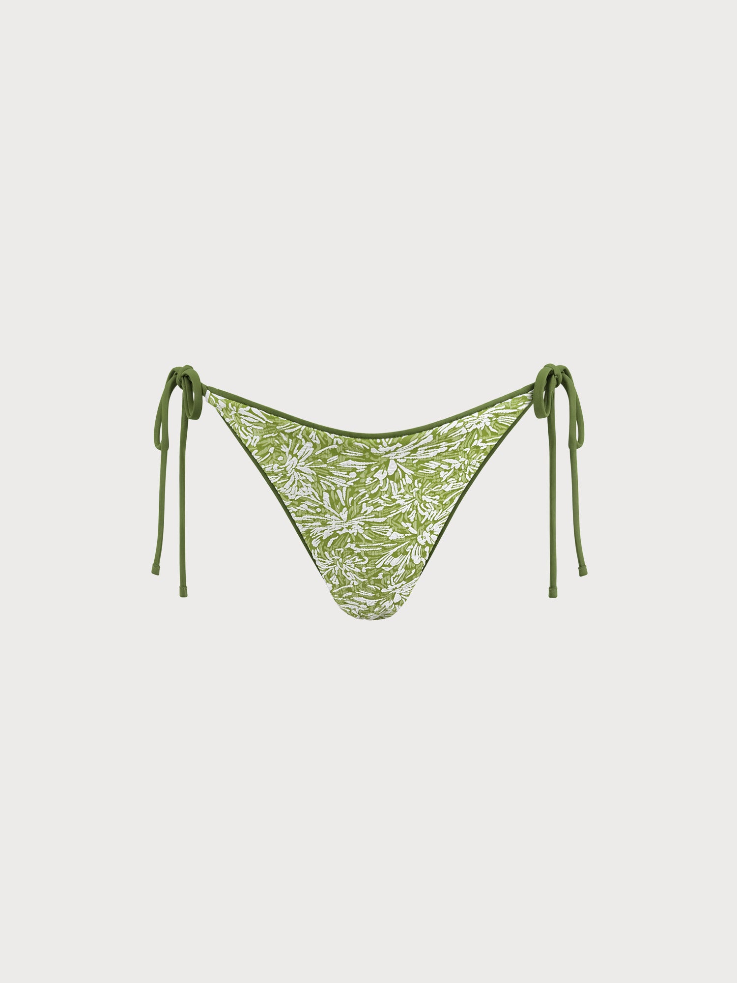 Women's Knitted Polyester Blend Bikini Bottom Green Sustainable Bikinis - BERLOOK