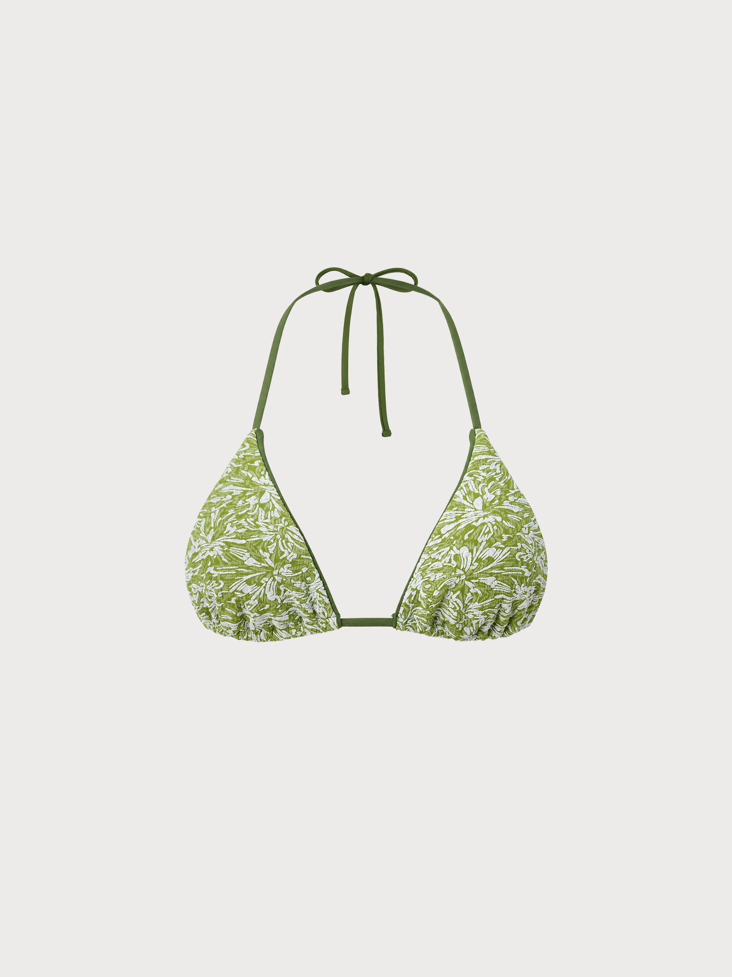 Women's Knitted Polyester Blend Bikini Top Green Sustainable Bikinis - BERLOOK