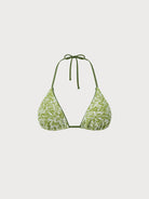 Women's Knitted Polyester Blend Bikini Top Green Sustainable Bikinis - BERLOOK