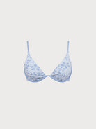 Women's Knitted Polyester Blend Bikini Top Light Blue Sustainable Bikinis - BERLOOK