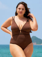 Women's Knitted Polyester One-Piece Swimsuit Sustainable Plus Size One-Pieces - BERLOOK