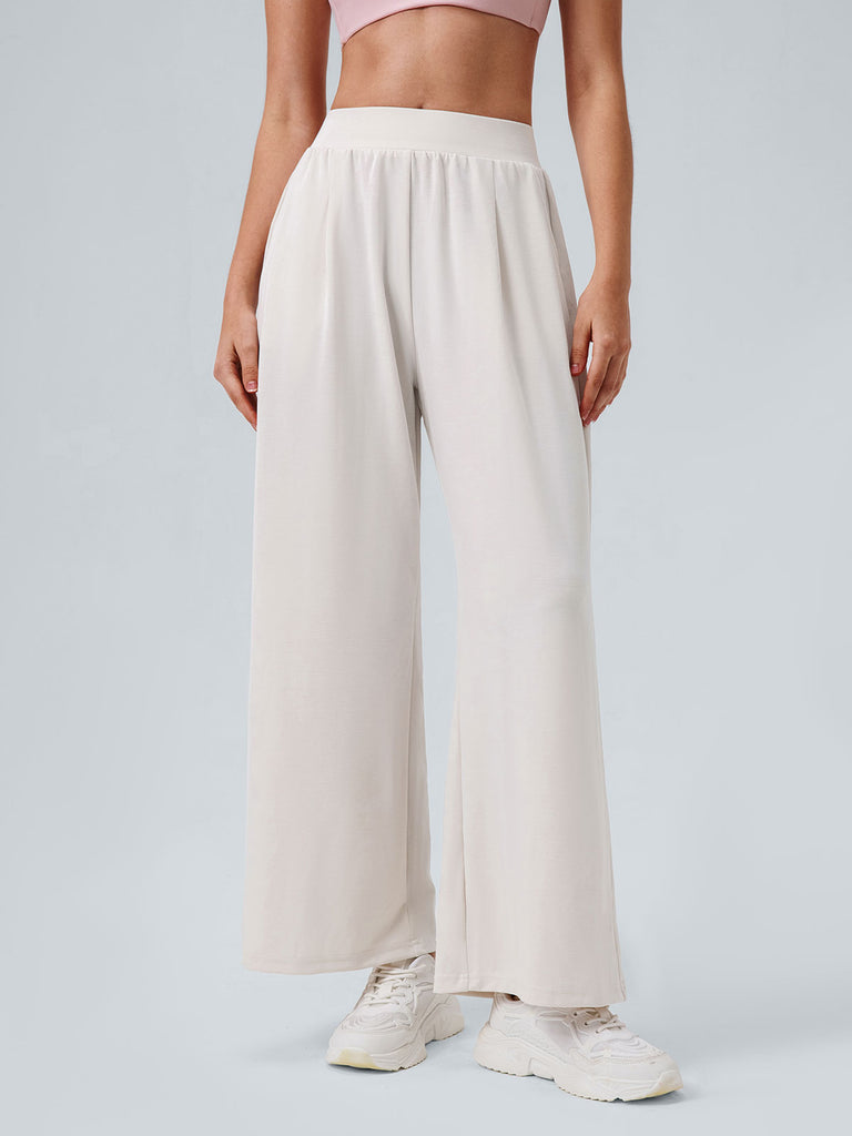 Women's Knitted Polyester Straight-Leg Pants Sustainable Yoga Bottoms - BERLOOK