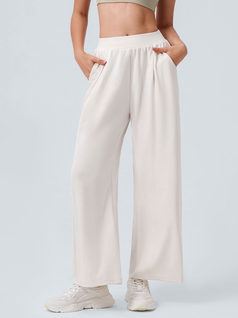Women's Knitted Polyester Straight-Leg Pants Sustainable Yoga Bottoms - BERLOOK