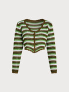Women's Knitted Polyester Striped Pullover Top Sustainable Cover-ups - BERLOOK
