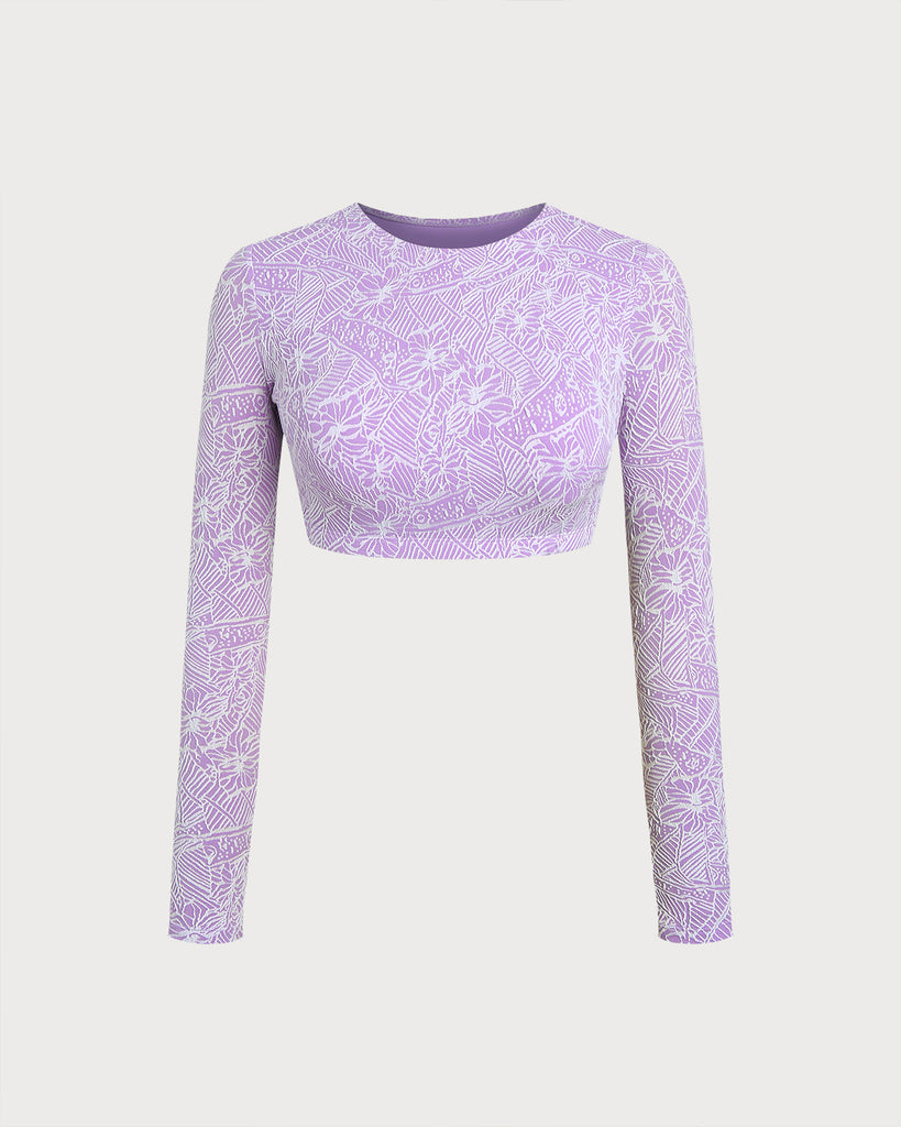 Women's Knitted Polyester Surfing Tops Purple Sustainable Surfing Clothes - BERLOOK