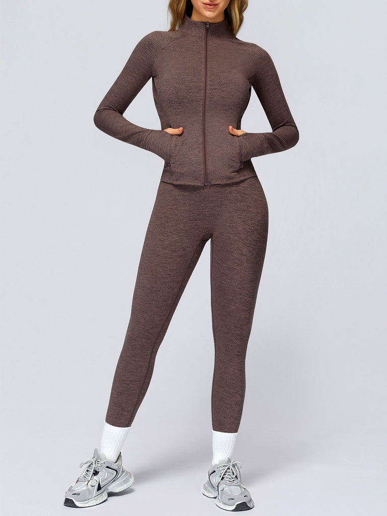 Women's Knitted Polyester Yoga Jacket Sustainable Yoga Tops - BERLOOK