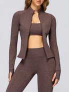 Women's Knitted Polyester Yoga Jacket Sustainable Yoga Tops - BERLOOK