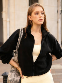 Women's Knitted Polyester Yoga Jacket Sustainable Yoga Tops - BERLOOK