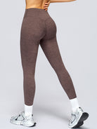 Women's Knitted Polyester Yoga Leggings Coffee Sustainable Yoga Bottoms - BERLOOK