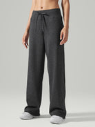 Women's Knitted Polyester Yoga Pants Black Sustainable Yoga Bottoms - BERLOOK