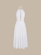 Women's Knitted Rayon Beach Dress White Sustainable Beach Dress - BERLOOK