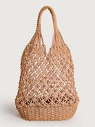 Women's openwork woven shoulder bag Camel Sustainable - BERLOOK