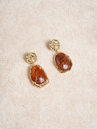 Women's square pleated earrings Coffee Sustainable - BERLOOK