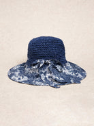 Women's straw retro fisherman hat Navy Sustainable Hats - BERLOOK
