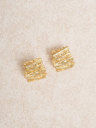 Women's textured vintage earrings Gold Sustainable Earrings - BERLOOK