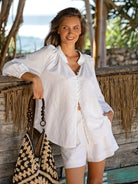 Women's Woven Cotton-Linen Blouse Sustainable Cover-ups - BERLOOK