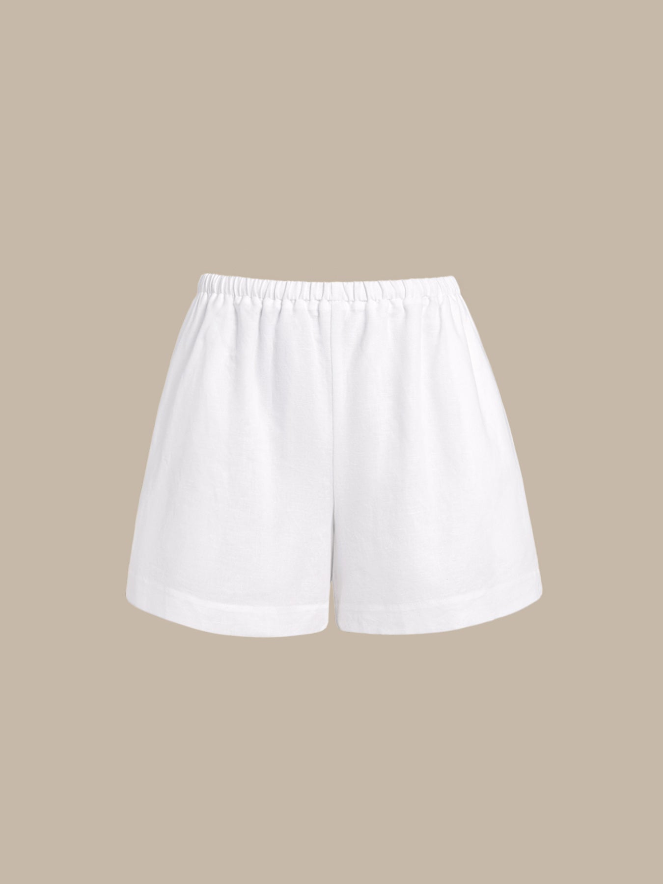 Women's Woven Cotton-Linen Shorts White Sustainable Cover-ups - BERLOOK