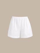 Women's Woven Cotton-Linen Shorts White Sustainable Cover-ups - BERLOOK