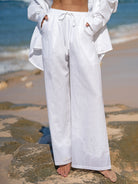 Women's Woven Cotton-Linen Trousers Sustainable Cover-ups - BERLOOK