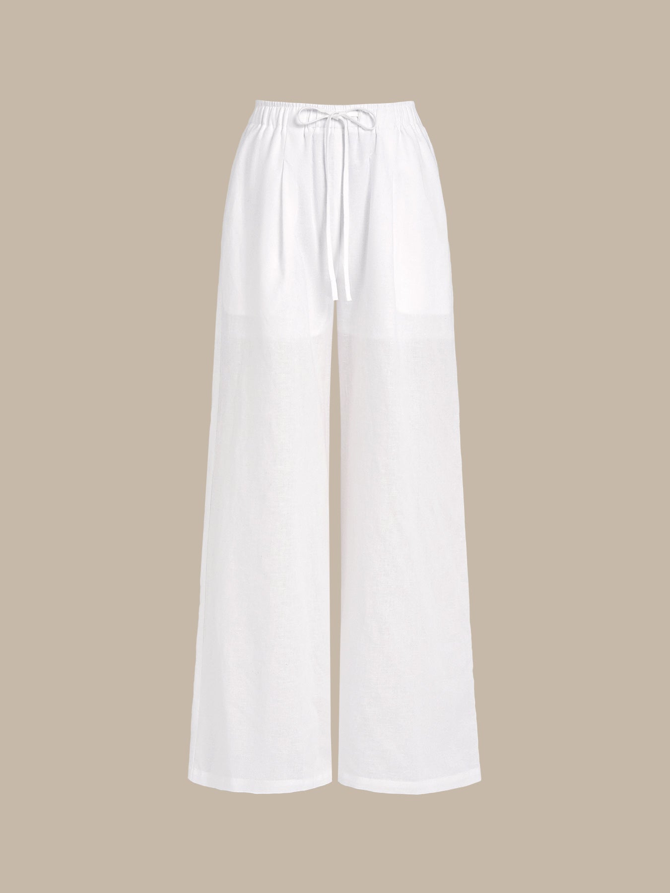 Women's Woven Cotton-Linen Trousers White Sustainable Cover-ups - BERLOOK