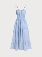 Women's Woven Cotton Cover-ups Light Blue Sustainable Beach Dress - BERLOOK