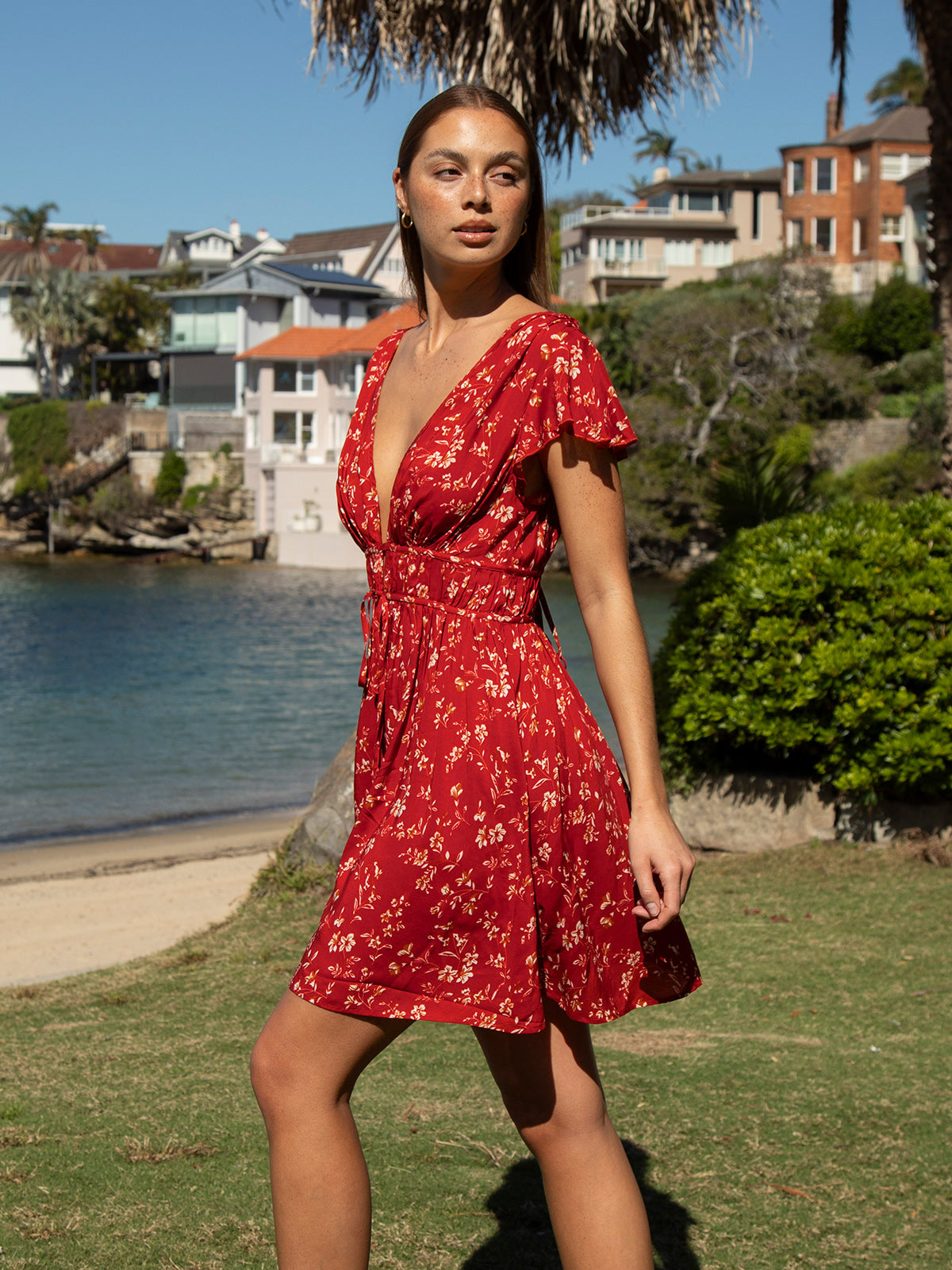 Women's Woven Cotton Cover-ups Sustainable Beach Dress - BERLOOK