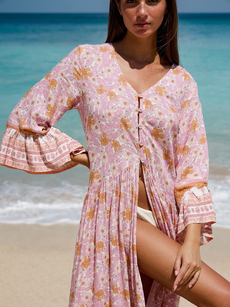 Women's Woven Cotton Printed Cover-ups Sustainable Beach Dress - BERLOOK