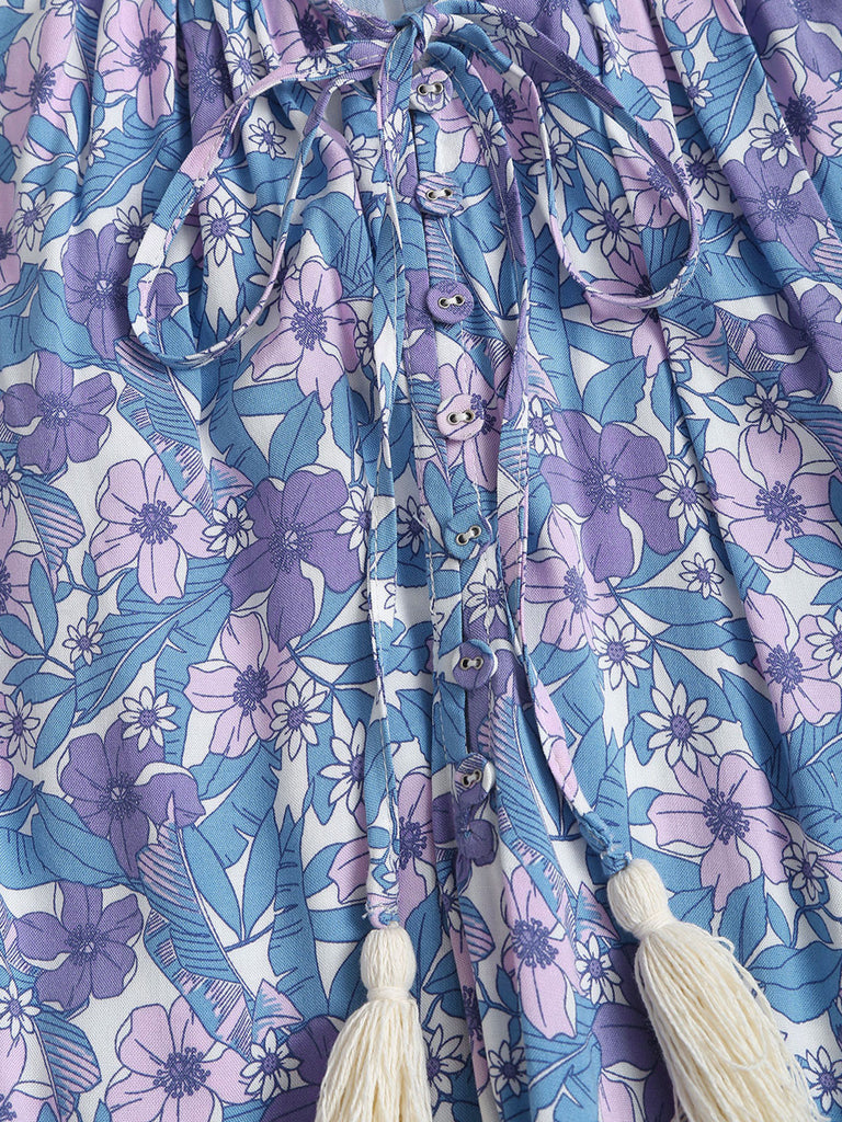 Women's Woven Cotton Printed Cover-ups Sustainable Beach Dress - BERLOOK
