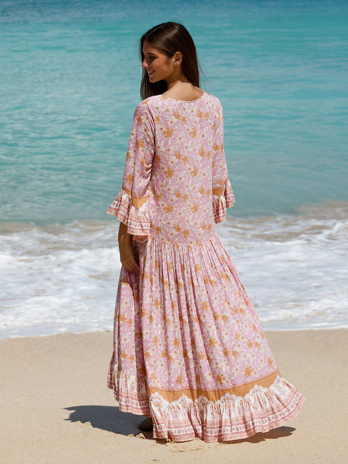 Women's Woven Cotton Printed Cover-ups Sustainable Beach Dress - BERLOOK