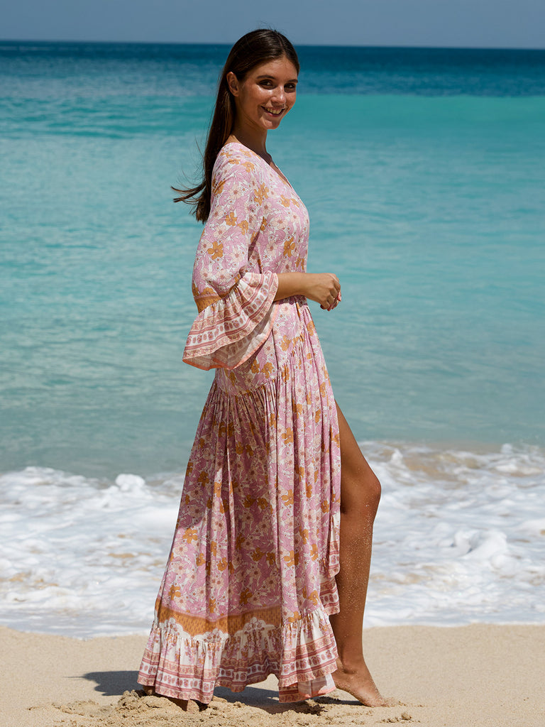Women's Woven Cotton Printed Cover-ups Sustainable Beach Dress - BERLOOK