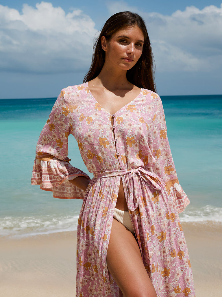 Women's Woven Cotton Printed Cover-ups Sustainable Beach Dress - BERLOOK