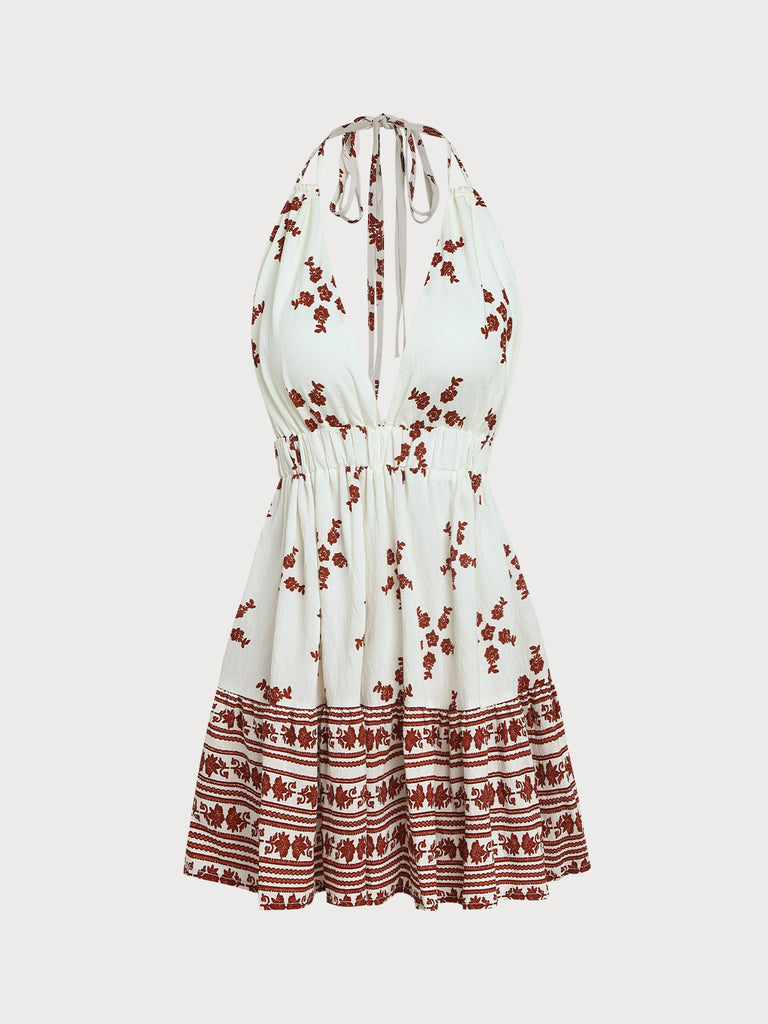 Women's Woven Cotton Printed Cover-ups Wine Red Sustainable Beach Dress - BERLOOK