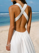 Women’s Woven Linen Blended Cover-ups Sustainable Beach Dress - BERLOOK