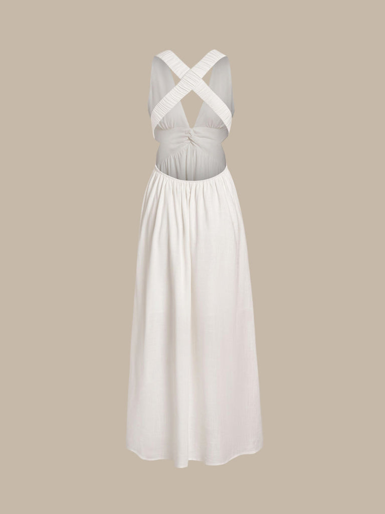 Women’s Woven Linen Blended Cover-ups Sustainable Beach Dress - BERLOOK