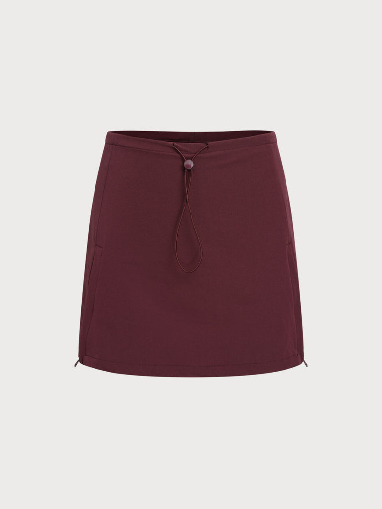 Women's Woven Nylon Skirt Dark Red Sustainable Yoga Bottoms - BERLOOK