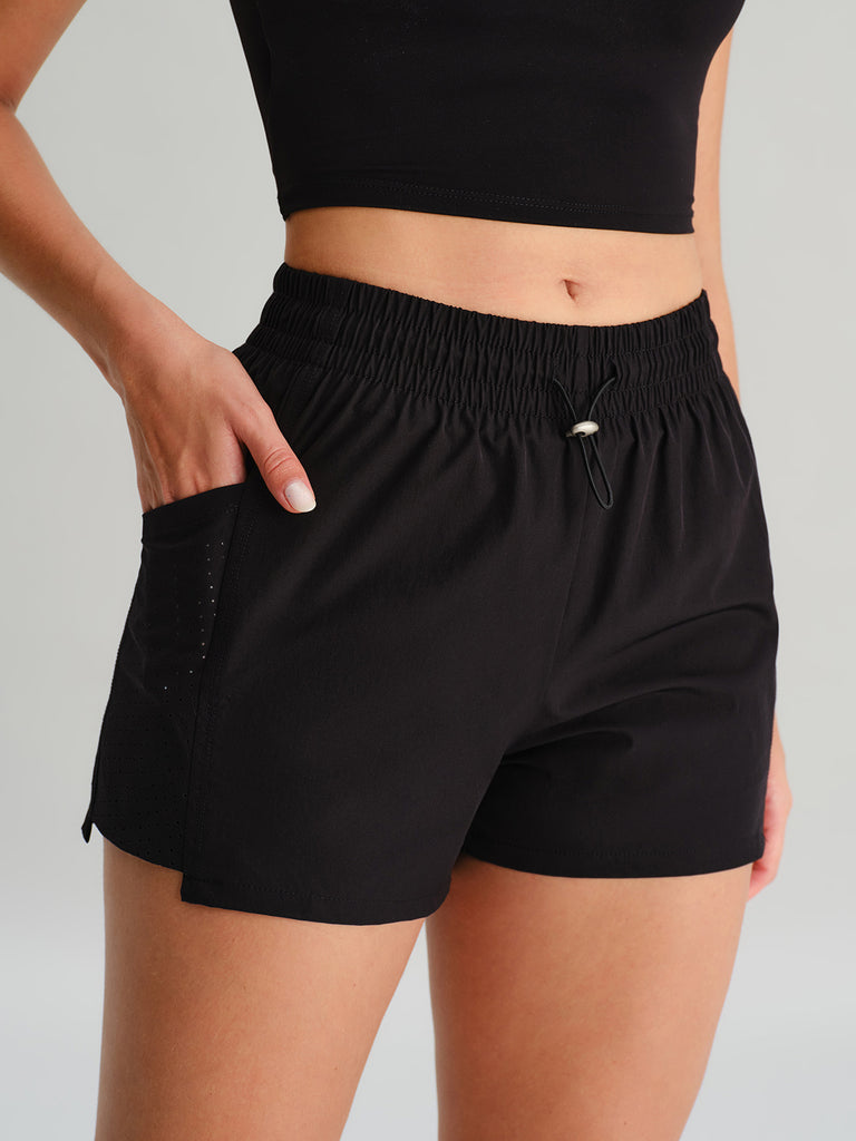 Women's Woven Nylon Sports Shorts Sustainable Yoga Bottoms - BERLOOK