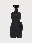 Women's Woven Polyester Cover-ups Black Sustainable Beach Dress - BERLOOK