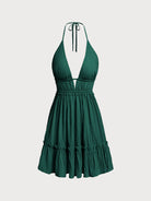 Women's Woven Polyester Cover-ups Dark Green Sustainable Beach Dress - BERLOOK