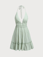 Women's Woven Polyester Cover-ups Green Sustainable Beach Dress - BERLOOK