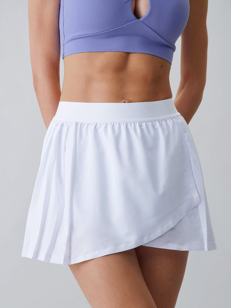 Women's Woven Polyester Yoga Skirts White Sustainable Yoga Bottoms - BERLOOK