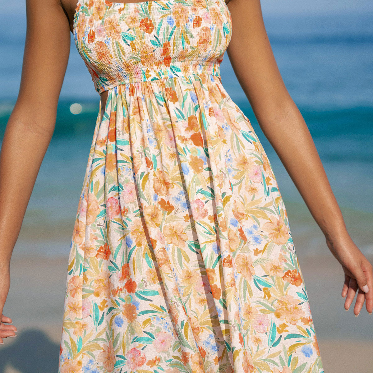 Floral Strap Beach Dress & Reviews - Multi7 - Sustainable Beach Dress
