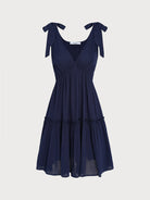 Womens Woven Beach Dress Navy Sustainable Beach Dress - BERLOOK
