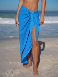 Womens Woven Linen Blended Cover ups Blue Sustainable Cover-ups - BERLOOK