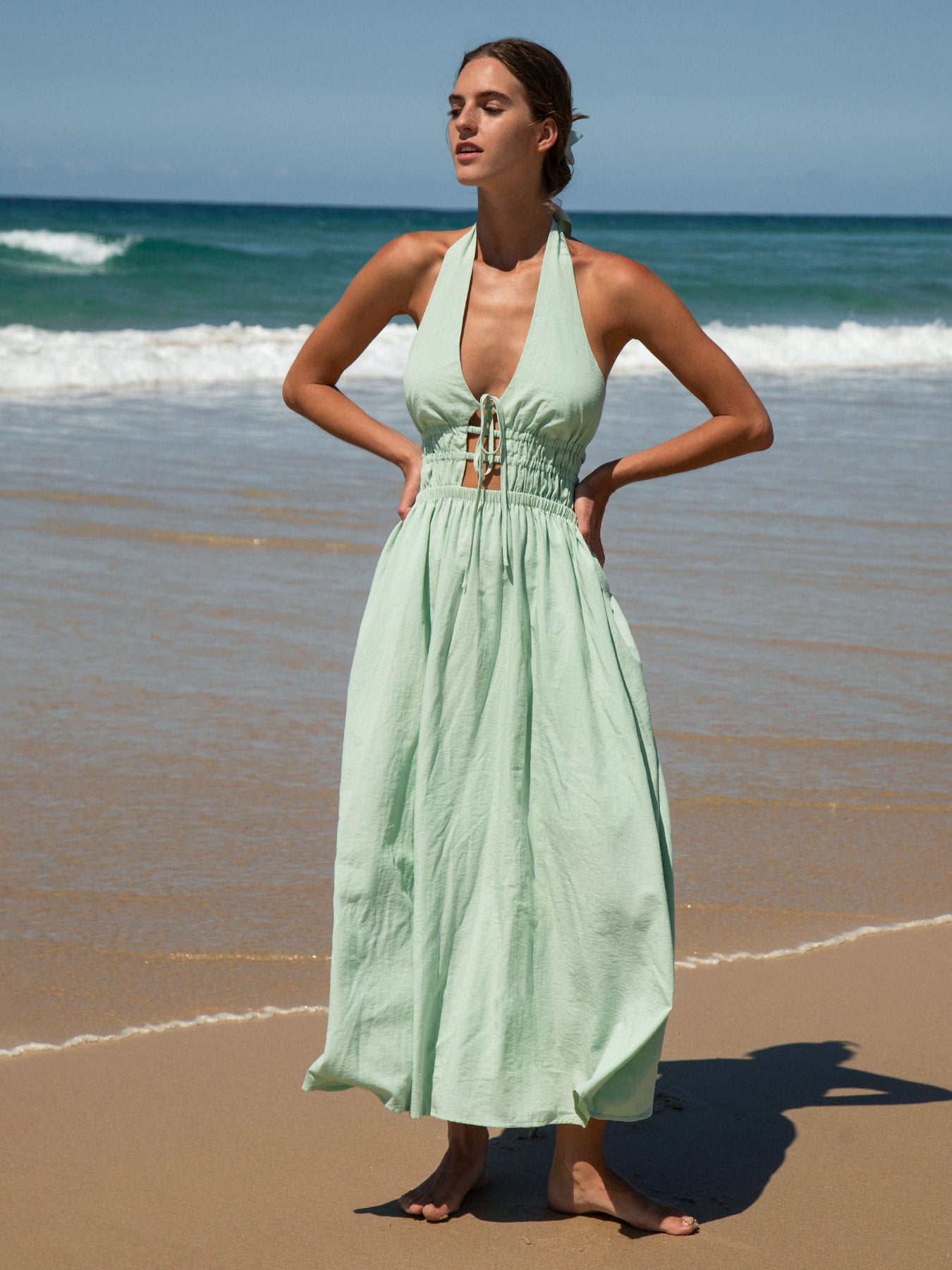chinese dress ladies Odette Linen Dress – LittleWomenAtelier main image 1