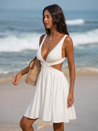 Womens Woven Linen Blended Cover ups Sustainable Beach Dress - BERLOOK