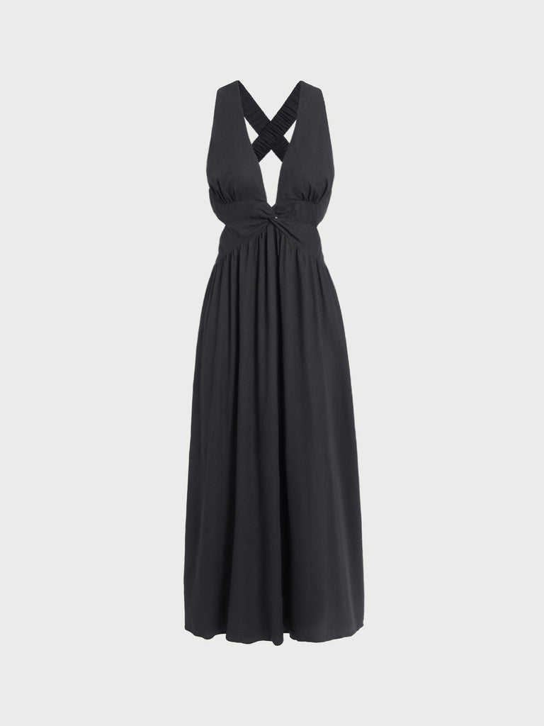 Womens Woven Linen Blended Cover ups Sustainable Beach Dress - BERLOOK