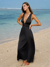 Womens Woven Linen Blended Cover ups Sustainable Beach Dress - BERLOOK