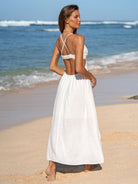 Womens Woven Linen Blended Cover ups Sustainable Beach Dress - BERLOOK